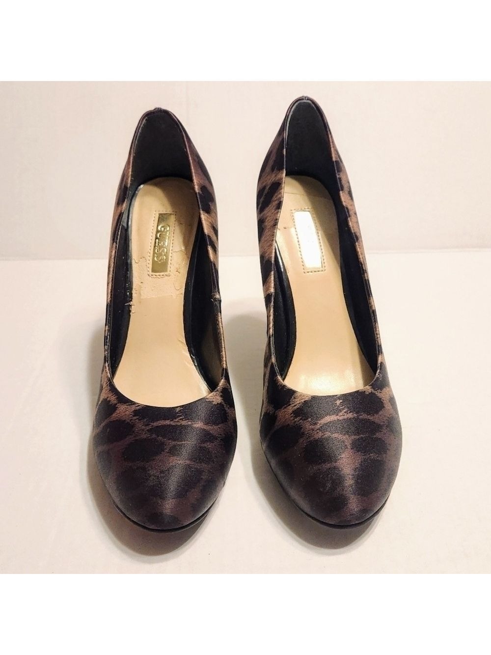 Guess Leopard Print Stiletto Heel Pumps Black Tan Size 6 Medium - Picture 5 of 12